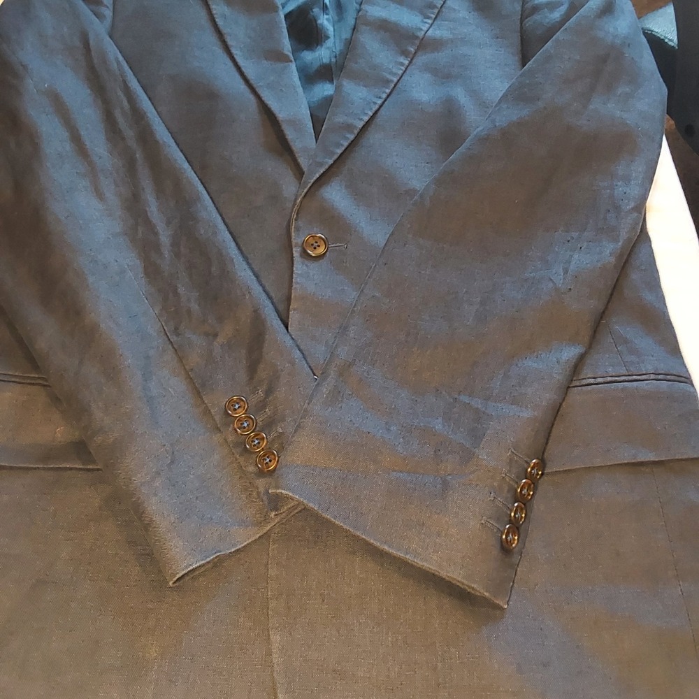 Michael Kors Men's Navy Blue Linen 40R Blazer Jacket - Picture 5 of 10
